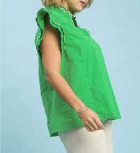 Load image into Gallery viewer, Umgee - Scallop Trim Ruffle Sleeve Top