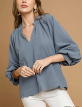 Load image into Gallery viewer, Umgee - Split V Neck Top with Balloon Sleeves