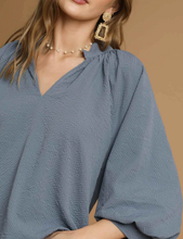 Load image into Gallery viewer, Umgee - Split V Neck Top with Balloon Sleeves