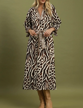 Load image into Gallery viewer, Umgee - Mixed Animal Print Tie Waist Maxi Dress