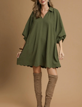 Load image into Gallery viewer, Umgee - Split V-Neck Dress with Puff Sleeves
