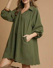 Load image into Gallery viewer, Umgee - Split V-Neck Dress with Puff Sleeves