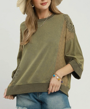 Load image into Gallery viewer, Umgee - Mineral Wash Lace Patch Pullover