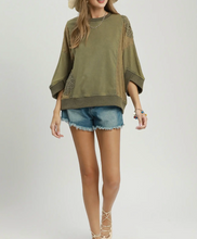Load image into Gallery viewer, Umgee - Mineral Wash Lace Patch Pullover