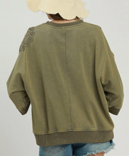 Load image into Gallery viewer, Umgee - Mineral Wash Lace Patch Pullover
