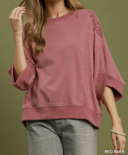 Load image into Gallery viewer, Umgee - Mineral Wash Lace Patch Pullover