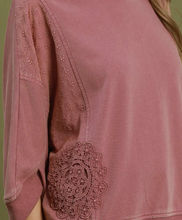 Load image into Gallery viewer, Umgee - Mineral Wash Lace Patch Pullover