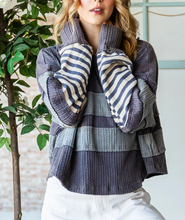 Load image into Gallery viewer, Oli &amp; Hali - MIX MEDIA STRIPED LONG SLEEVE PULLOVER