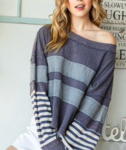 Load image into Gallery viewer, Oli &amp; Hali - MIX MEDIA STRIPED LONG SLEEVE PULLOVER