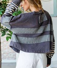 Load image into Gallery viewer, Oli &amp; Hali - MIX MEDIA STRIPED LONG SLEEVE PULLOVER