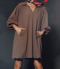 Load image into Gallery viewer, Umgee - Split V-Neck Dress with Puff Sleeves