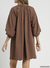 Load image into Gallery viewer, Umgee - Split V-Neck Dress with Puff Sleeves