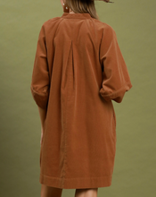 Load image into Gallery viewer, Umgee - Corduroy V-Neck Puff Sleeve Shift Dress with Pockets