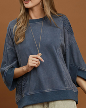 Load image into Gallery viewer, Umgee - Mineral Wash Lace Patch Pullover