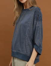 Load image into Gallery viewer, Umgee - Mineral Wash Lace Patch Pullover