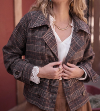 Load image into Gallery viewer, Skies are Blue Plaid Cropped Blazer