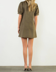 THML Clothing - Puff sleeve V neck dress