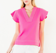Load image into Gallery viewer, THML - Stitched V-Neck Short Sleeve Top FINAL SALE ITEM