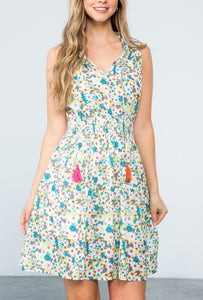 THML Clothing - Flower Print Smocked Waist Dress Final sale item!